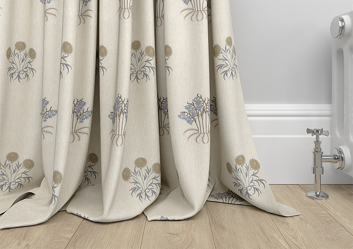 William Morris At Home Lily Flower Embroidery, Woad - Made to Measure Curtains - Image 6